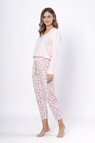 Dámské pyžamo Laveza 1623 Grazyna - bavlna, světle růžová, dlouhý rukáv