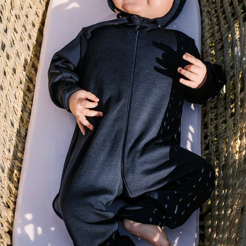 Dětská kombinéza Merino Eevi - tmavě modrá, 100% merino vlna, oboustranný zip