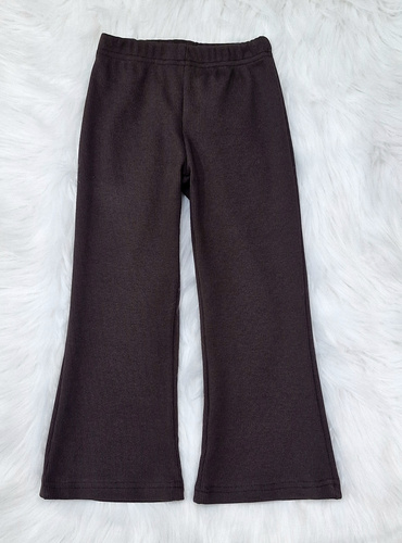 Bambarillo čokoládové žebrované zvonové kalhoty - žebrovaný úplet, bavlna s elastanem