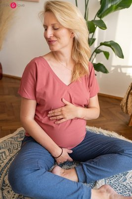 Two Ways bluzka ciążowa i do karmienia dwustronna krótki rękaw  Milk&Love dusty cedar