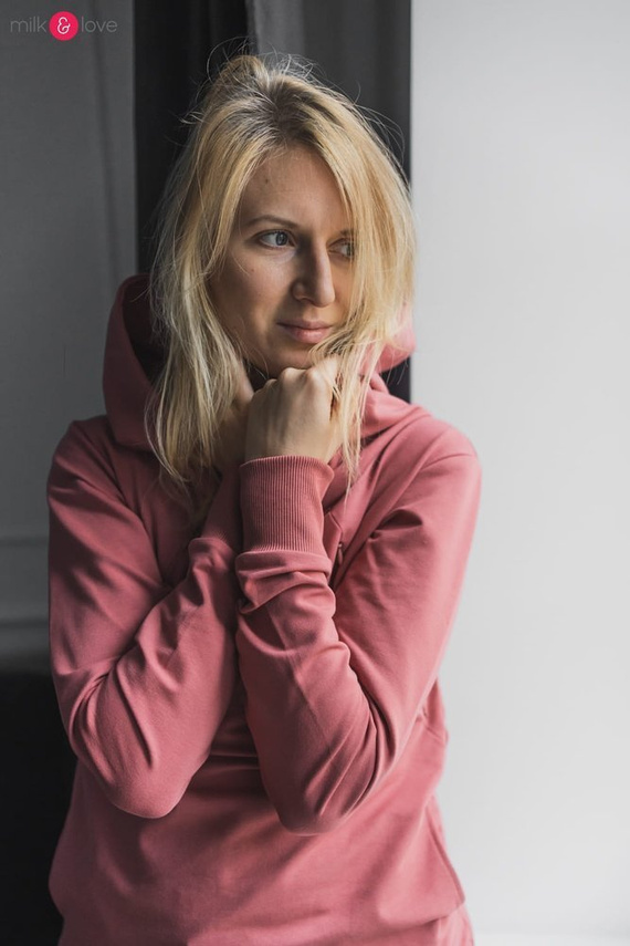 Milk Please bluza do karmienia Milk&Love z kapturem beżowy