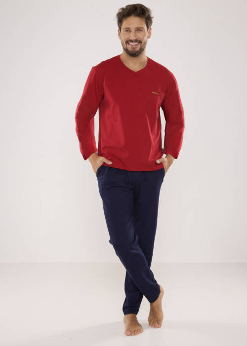 683 Kevin Forex Pánské pyžamo - bordó - tmavě modré