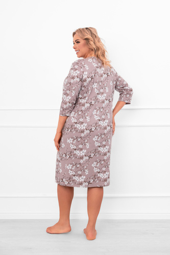 Dámská noční košile Oshima z bavlny s 3/4 rukávy a květinovým vzorem Italian Fashion