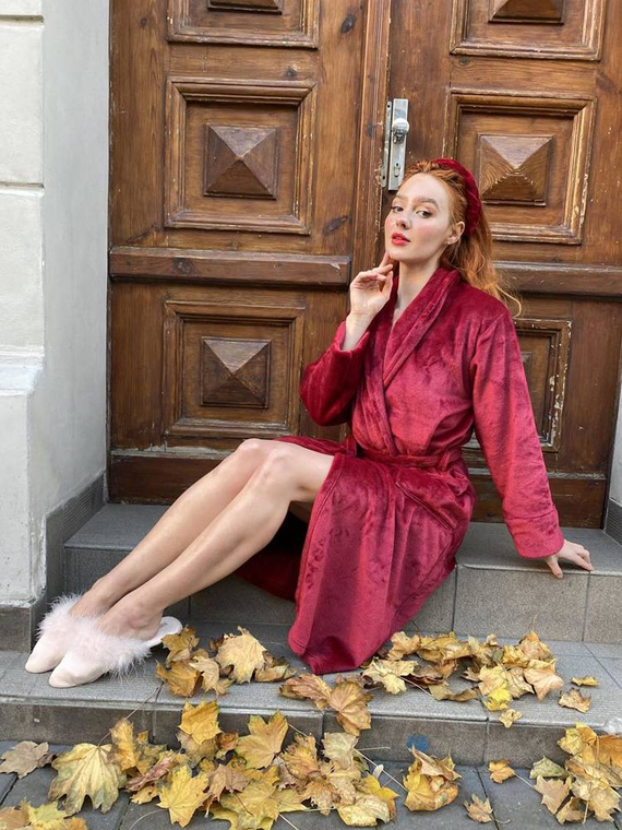 628 Abigail Dlouhý dámský župan Forex - bordó