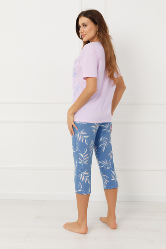 Dámské pyžamo ERULA Italian Fashion bavlněné 3/4 kalhoty s krátkým rukávem růžové