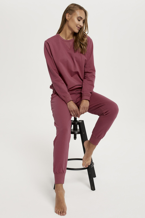 Dámská dlouhá souprava Panama. rukáv, délka. kalhoty Italian Fashion - malinová