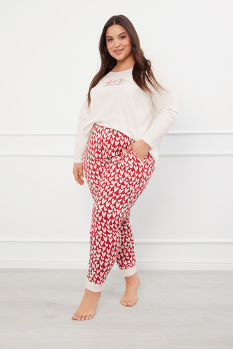 Evora Dámské pyžamo s dlouhým rukávem a dlouhými kalhotami Italian Fashion - ecru/print