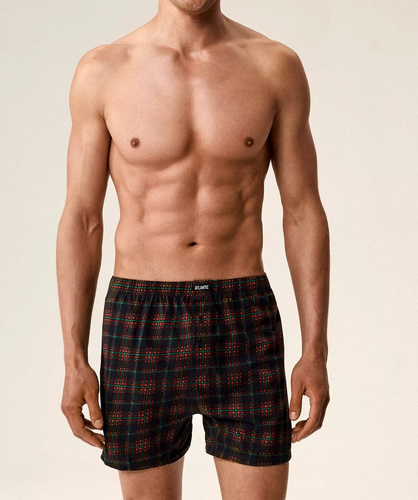 Pánské bavlněné boxerky 2GMB-013 Atlantic zeleno-modré v krabici po 2 kusech