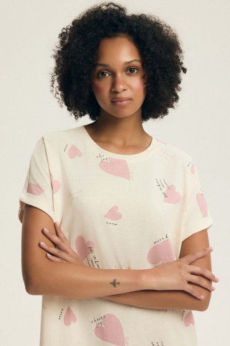 Dámská noční košile 44490 Emela peach Henderson, 100% bavlna, krátký rukáv, půlkulatý výstřih