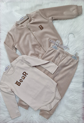 Dětská tepláková souprava Bear velour Bambarillo beige | Soft set