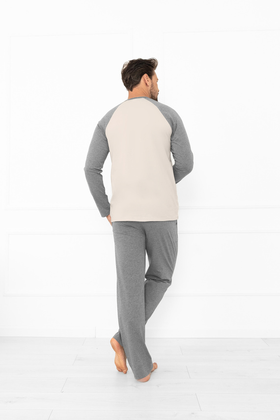 Alexander Pánské pyžamo Italian Fashion béžové - bavlna, dlouhé. rukávy a kalhoty