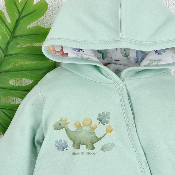 ABN-5578 Dino Explorer Zateplený dětský obleček z organické bavlny od Nini - ekologický a bezpečný