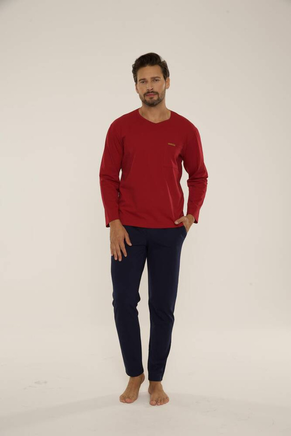 683 Kevin Forex Pánské pyžamo - bordó - tmavě modré