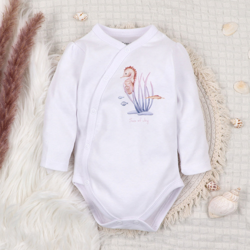 ABN-5472 Underwater World obálkové body s dlouhým rukávem Nini white- organická bavlna, pro kojence