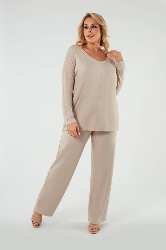 Soler Dámské dlouhé kalhoty Italian Fashion - béžové