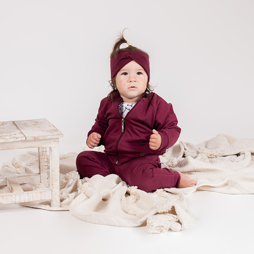 217066 Bavlněná žebrovaná čelenka Alisa Nicol - vínová