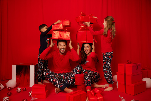 Rojas Pánské pyžamo s dlouhým rukávem, dlouhé kalhoty Italian Fashion - červená/potisk