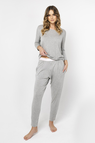 Styl Dámská souprava s 3/4 rukávy, délka.italská móda melanžové kalhoty