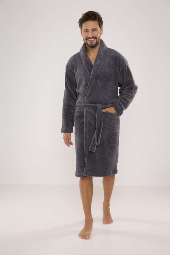 811 De Lafense pánský plyšový župan - šedý