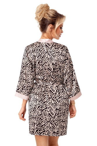 Sheila Župan Donna béžový - saténový elegantní dámský župan s páskem