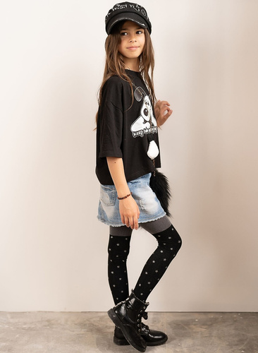 Punčocháče Twilight 2527 Knittex 50 den - černé se stříbrným hvězdičkovým vzorem | Módní a elegantní