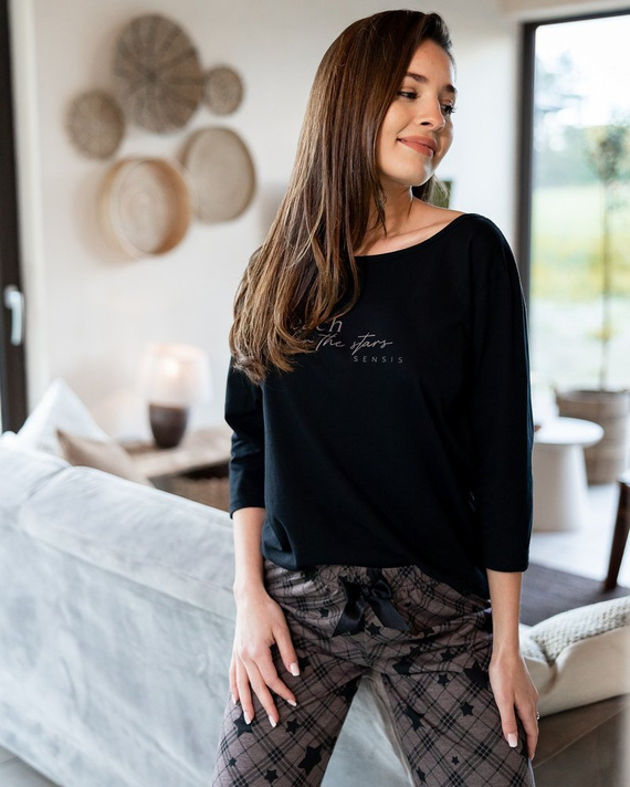 Sensis Reach For The Stars Dámské pyžamo - černohnědé