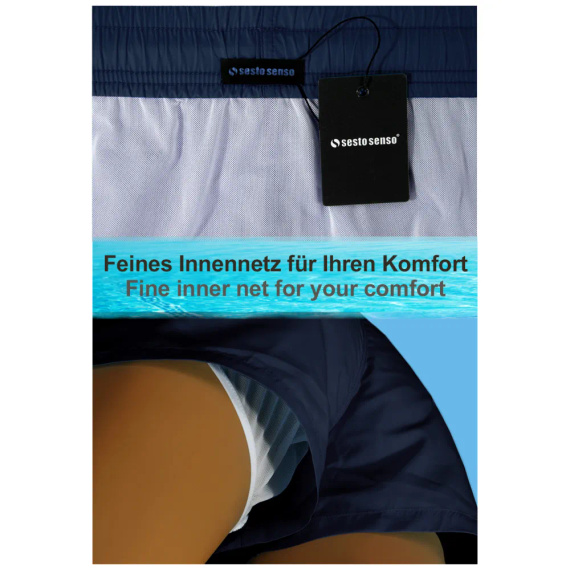 Sesto Senso pánské plavkové šortky rychleschnoucí plážové s kapsami navy