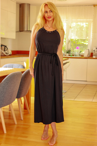 Grace Mirale - Dlouhé viskózové šaty s rozparkem | Polish manufacture - black