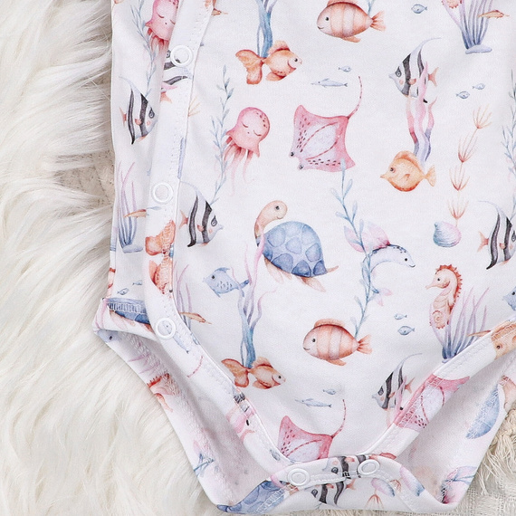 ABN-5473 Underwater World Nini obálkové body - organická bavlna, krátký rukáv