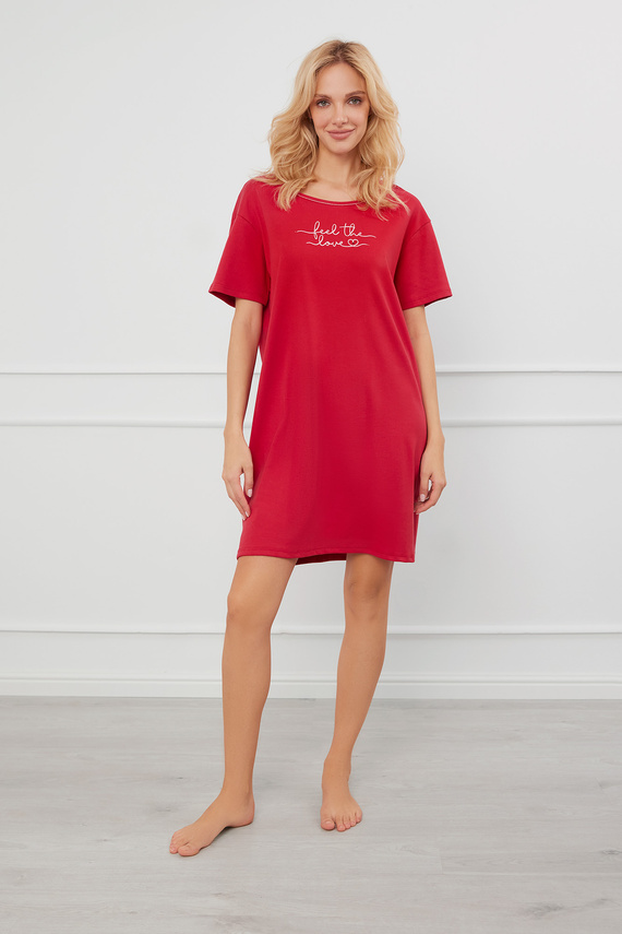 Noční košile Evora s krátkým rukávem Italian Fashion - červená