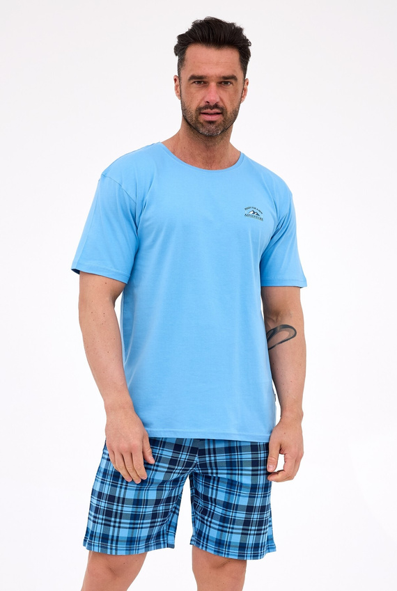 Cornette pánské pyžamo 326/311 Ready 2 modré - bavlněné, krátký rukáv, pohodlné a stylové