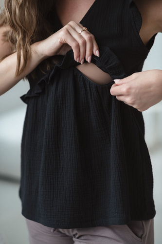 Milky Butterfly Těhotenská a kojící halenka - pohodlí a styl Milk&Love černá