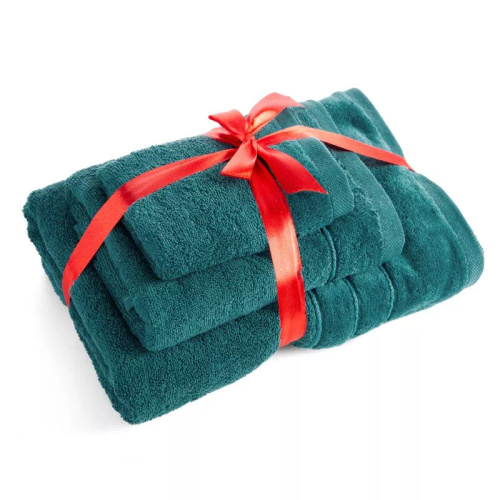 Komplet ručníků Eurofirany 3 ks měkké a savé prémiové ručníky Sibel dark turquoise