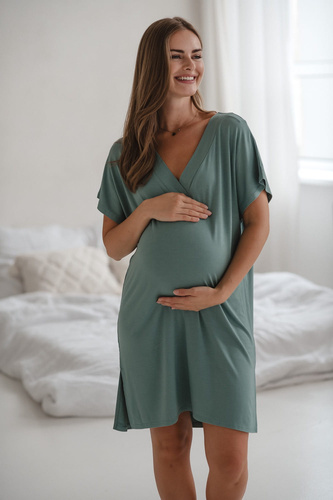 Moon bambusowa koszula nocna ciążowa i do karmienia Milk&Love eukaliptus