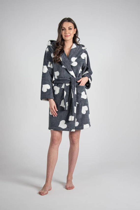 671 Hearts Krátký dámský župan Forex - grafitový