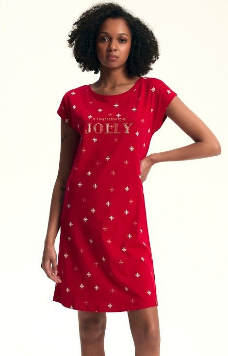 43720 Dotie Christmas Henderson dámská noční košile - bavlna, krátký rukáv