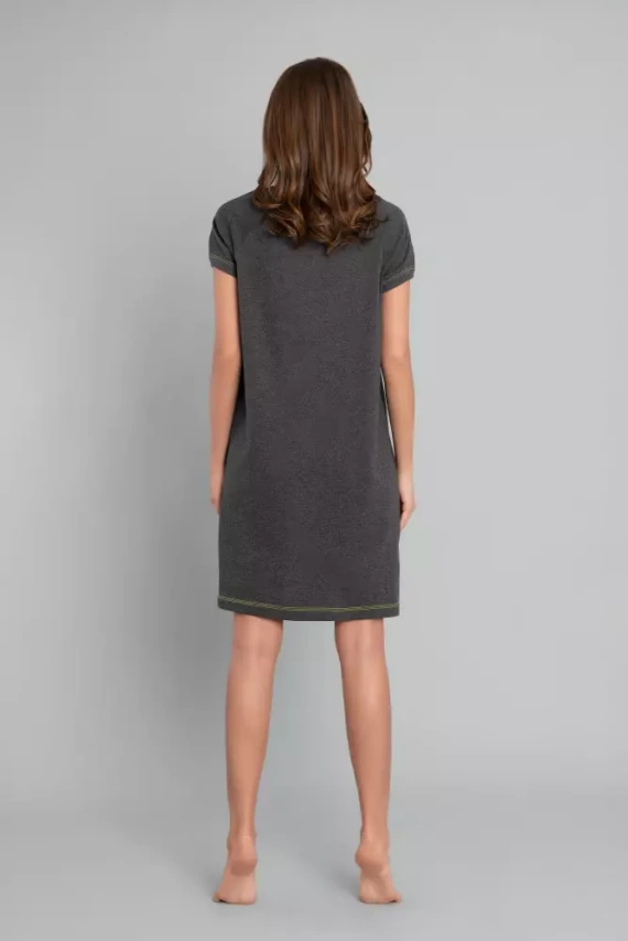 Noční košile Volta s krátkým rukávem Italian Fashion - tmavě melanžová/zelená