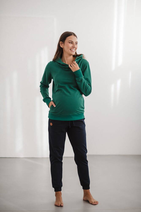 Milk Please bluza do karmienia Milk&Love z kapturem butelkowa zieleń