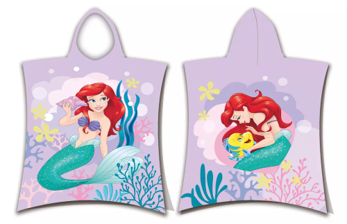 Dětské pončo Ariel Mermaid růžová Disney ručník s kapucí Jf24 Na bazén, pláž, do vany Jerry Fabrics