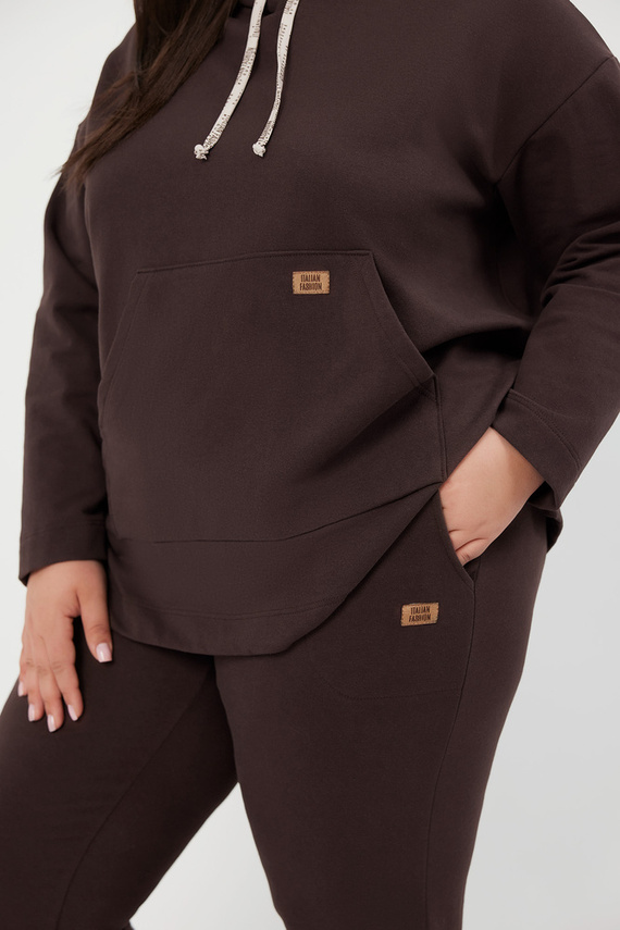 Lagos Dámská mikina s kapucí Italian Fashion - hnědá