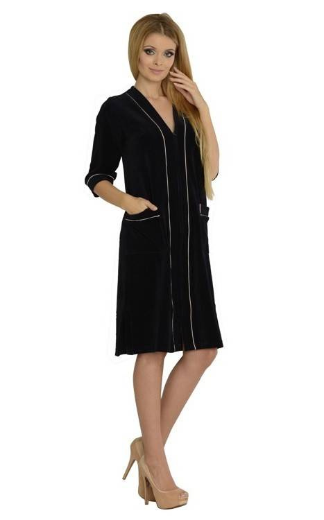 974 / 352 Dámský župan z veluru Forex - tmavě modrý