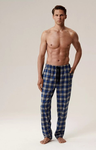 NMB -045 Atlantic grey - pánské kostkované flanelové pyžamové kalhoty