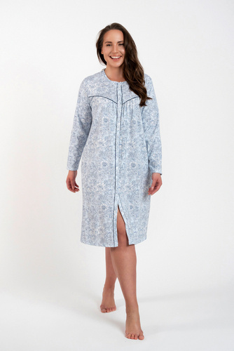 Noční košile Talita s rozepínáním Italská móda - modrý potisk