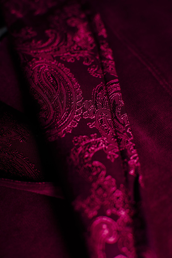 866 Noble Pánský velurový župan De Lafense - krátký, elegantní, bavlna - vínový