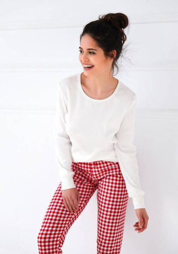 Sensis Perfect Dámské pyžamo - krémové a červené