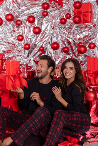 Ordesa Dámské pyžamo s dlouhým rukávem, dlouhé kalhoty Italian Fashion - černá/potisk