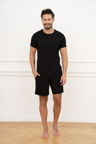 Ikar Pánské tričko s krátkým rukávem Italian Fashion - černé