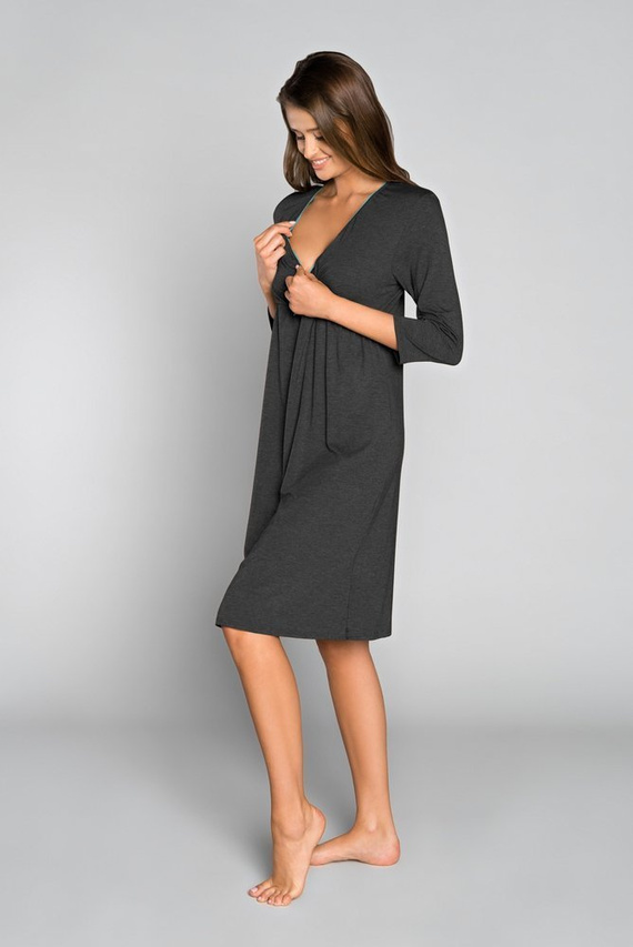 Italia Fashion těhotenská a kojící móda sonata s 3/4 rukávem - tmavě melanžová/zelená