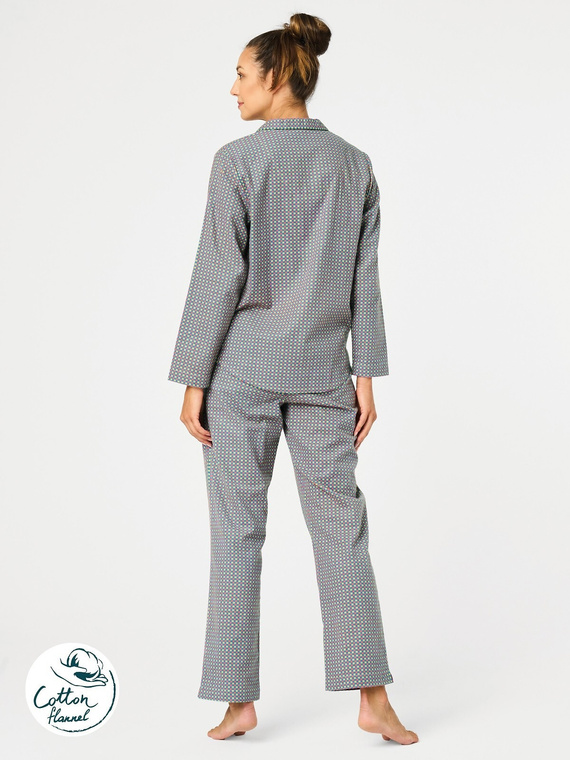 Dámské pyžamo LNS 429 Key peplite - bavlna, dlouhý rukáv, zapínání na knoflíky