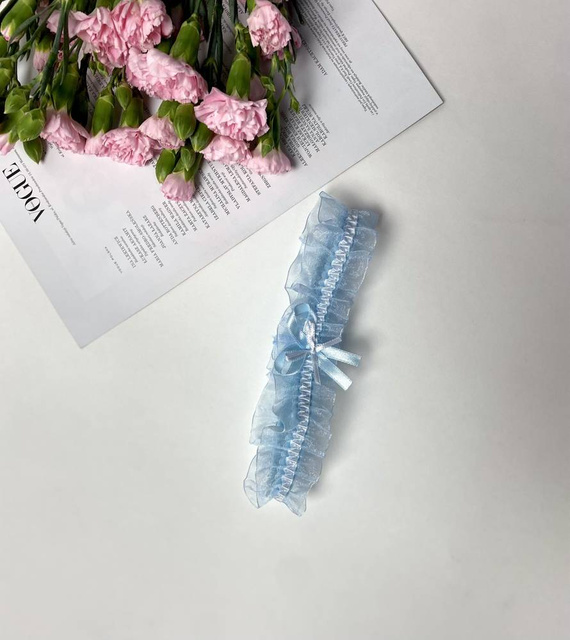 221 Šifonový podvazek De Lafense - světle modrý